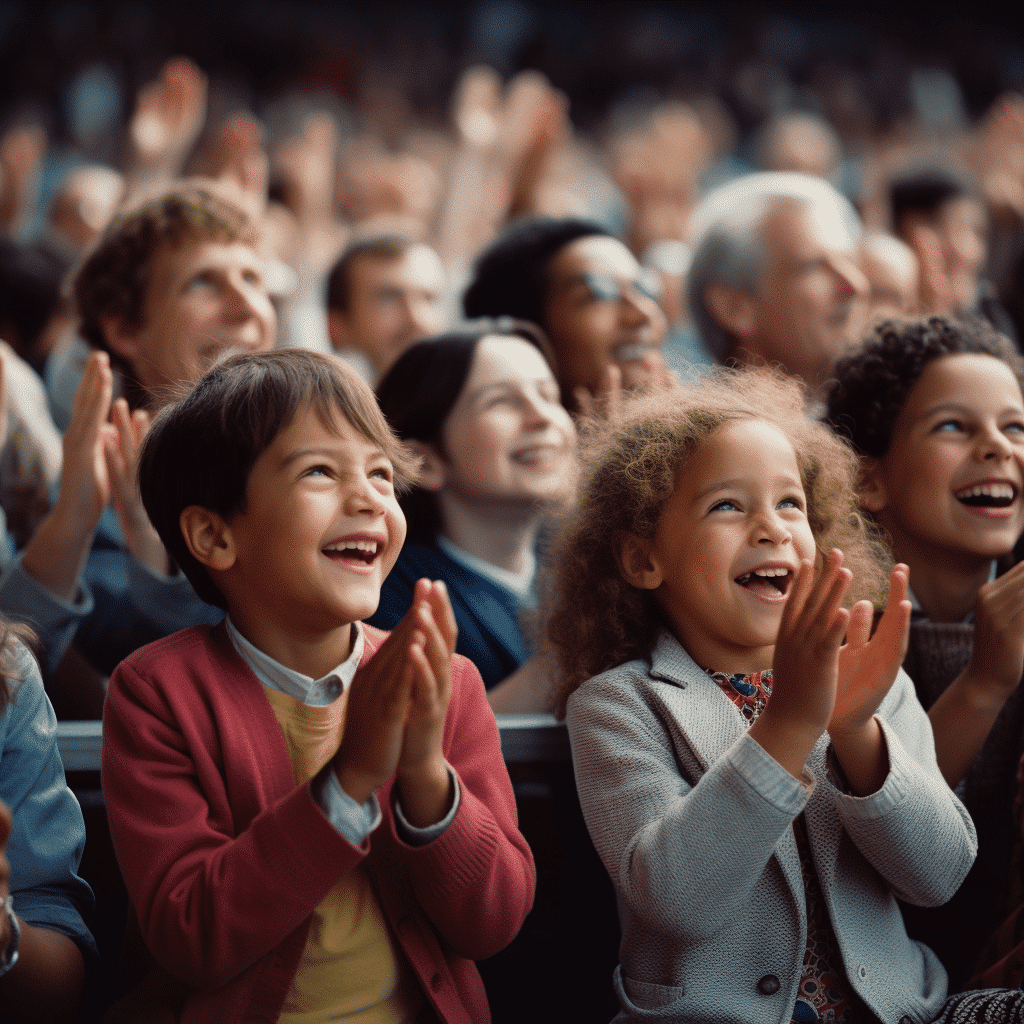 happy audience clapping